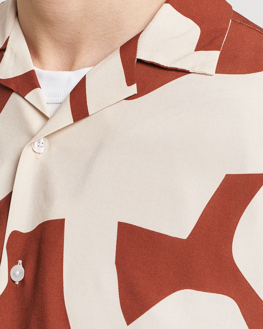Herre | Skjorter | OAS | Viscose Resort Short Sleeve Shirt Russet Puzzlotec