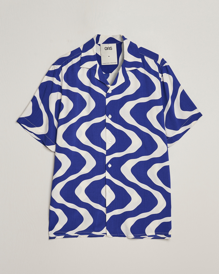 Herre | Skjorter | OAS | Viscose Resort Short Sleeve Shirt Blue Rippling