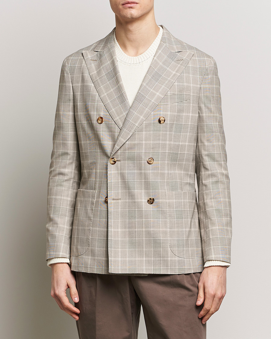 Herre | Italian Department | Boglioli | K Jacket Prince Of Wales Blazer Light Beige