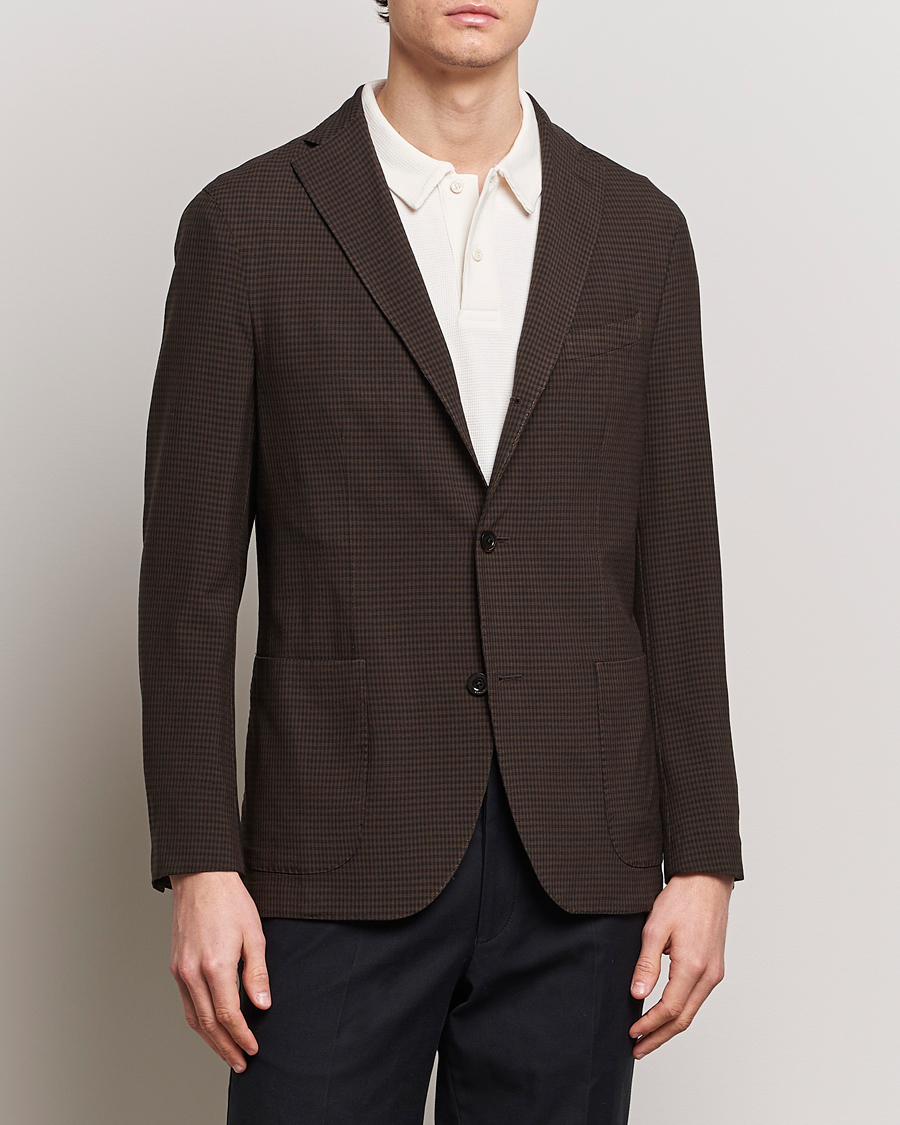 Herre | Ullblazer | Boglioli | K Jacket Check Wool Blazer Dark Brown