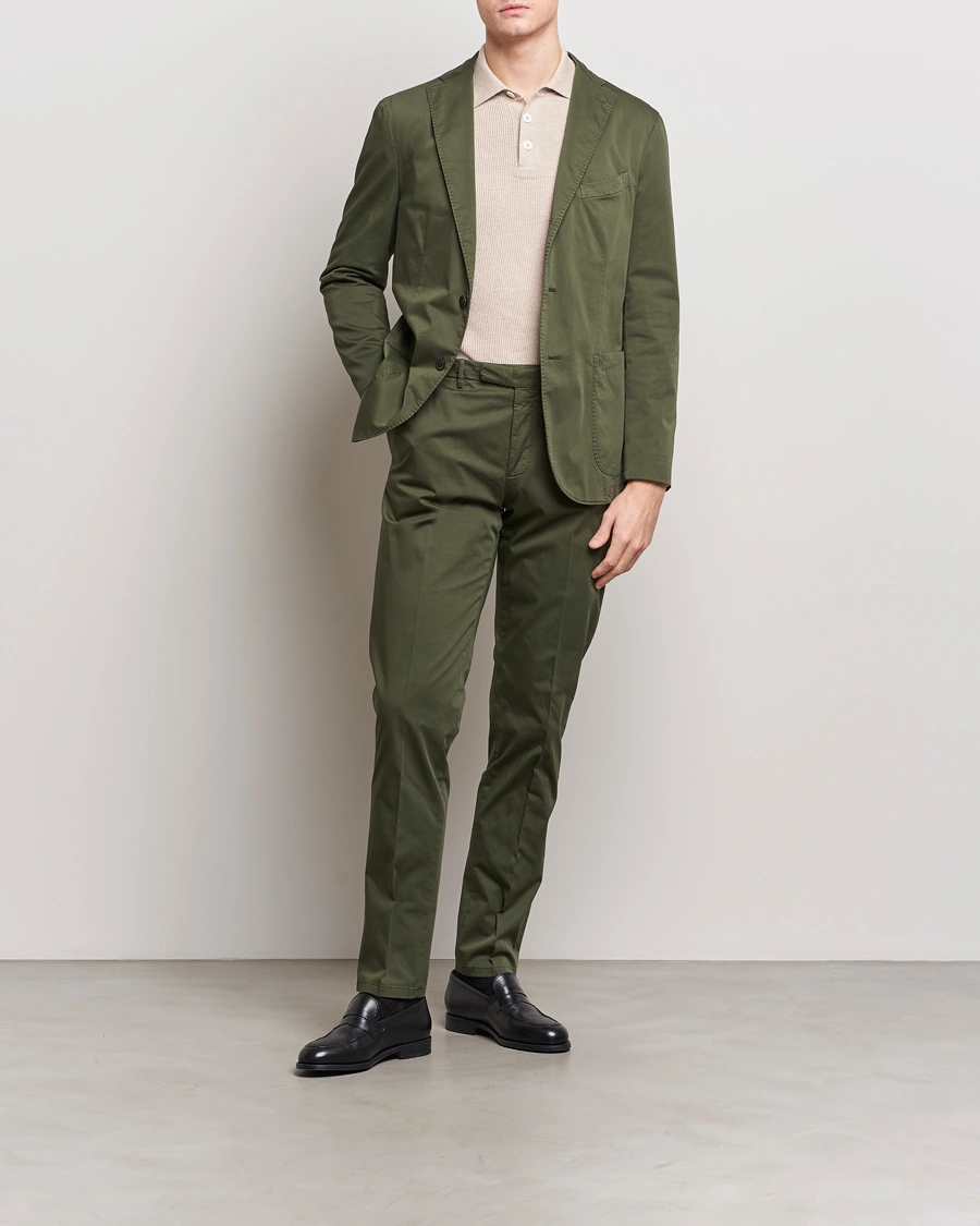 Herre | Klær | Boglioli | K Jacket Cotton Satin Suit Forest Green