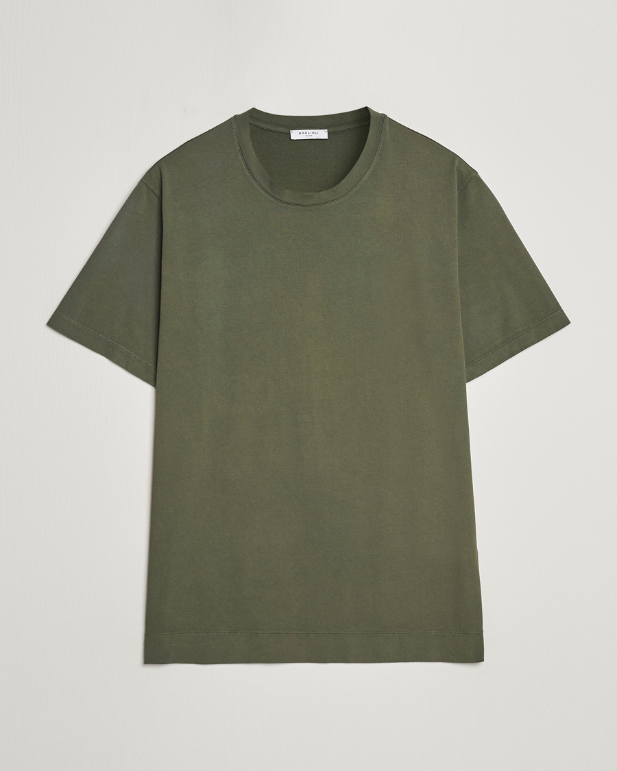 Herre | T-Shirts | Boglioli | Garment Dyed T-Shirt Forest Green