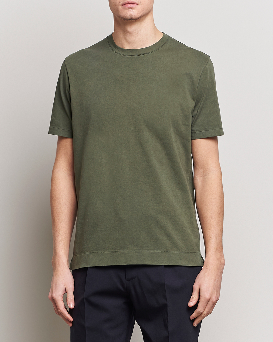 Herre | Kortermede t-shirts | Boglioli | Garment Dyed T-Shirt Forest Green