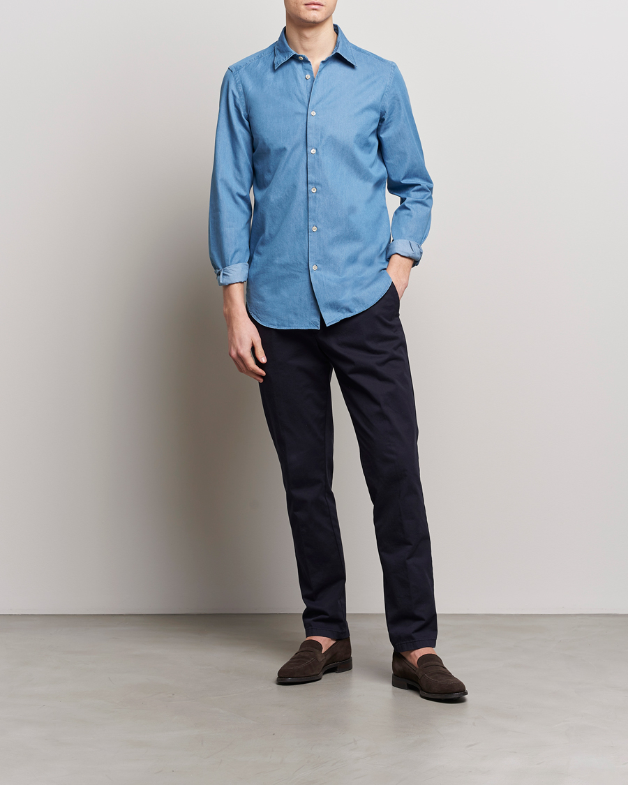 Herre | Skjorter | Boglioli | Slim Fit Denim Shirt Light Indigo