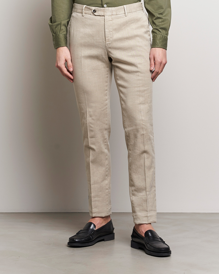 Herre | Bukser | PT01 | Slim Fit Linen Drawstring Pants Light Beige