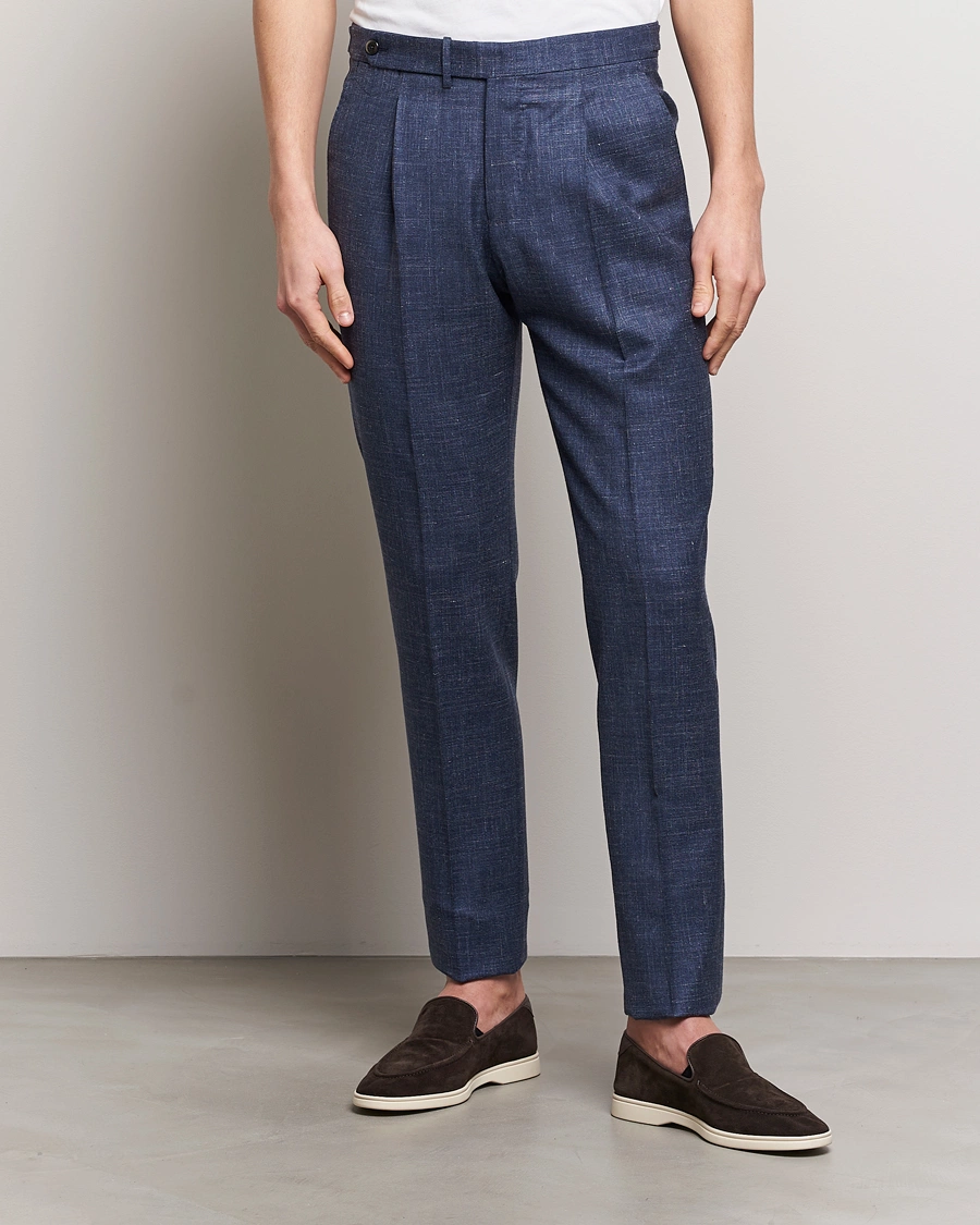 Herre | PT01 | PT01 | Gentleman Fit Wool/Silk Trousers Navy