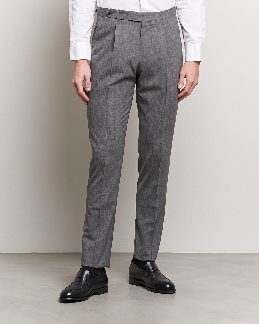 Herre | Italian Department | PT01 | Gentleman Fit Wool Stretch Trousers Medium Grey