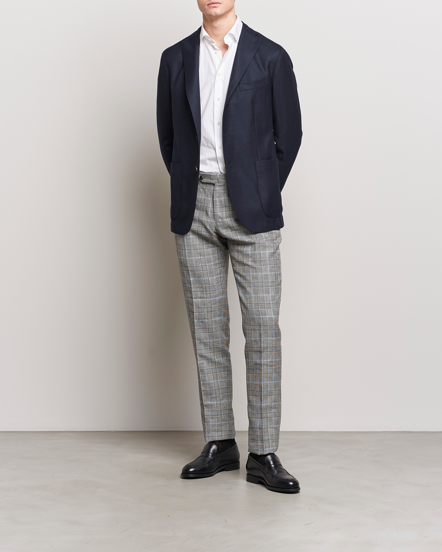 Herre | Bukser | PT01 | Slim Fit Glencheck Trousers Grey/Blue