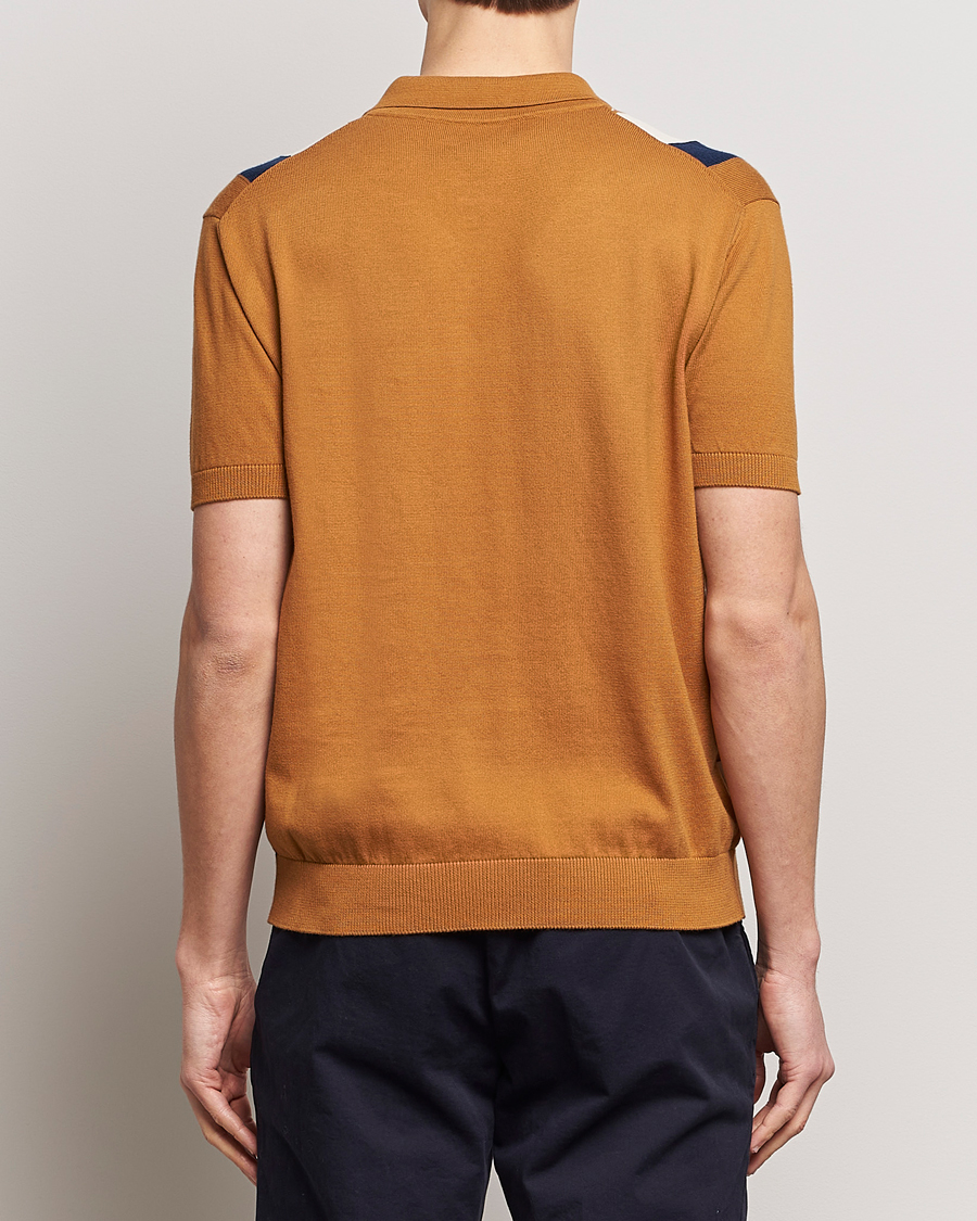 Herre | Pikéer | Baracuta | Stripe Knitted Short Sleeve Polo Pumpkin Spice