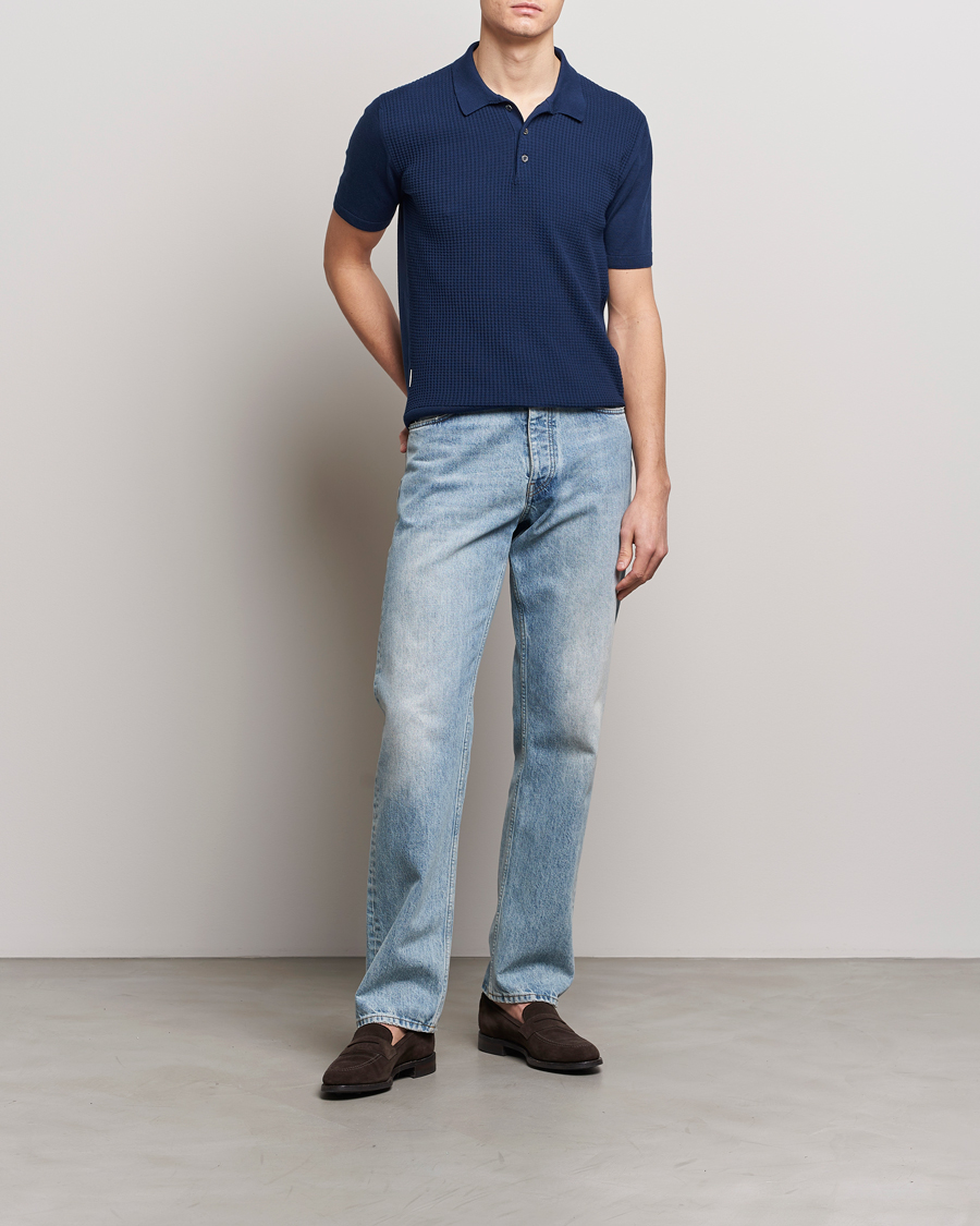 Herre | Pikéer | Baracuta | Waffle Knitted Polo Navy