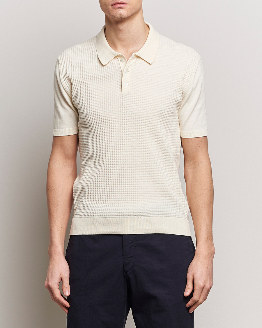 Herre | Avdelinger | Baracuta | Waffle Knitted Polo Ivory