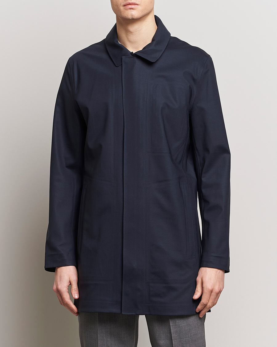 Herre | Jakker | UBR | Sky Fall Savile Waterproof Wool Coat Dark Navy