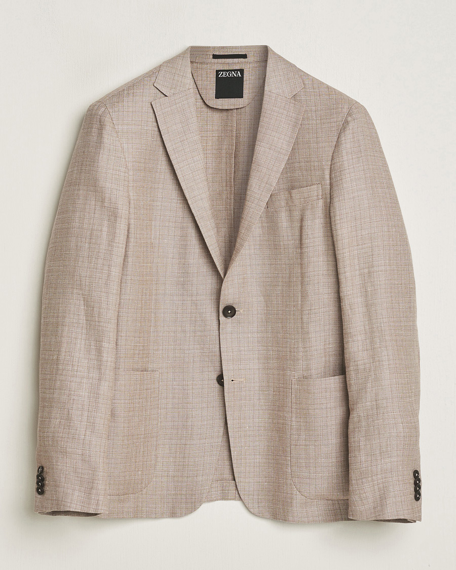 Herre | Dressjakker | Zegna | Unconstructed Linen Blend Blazer Brown