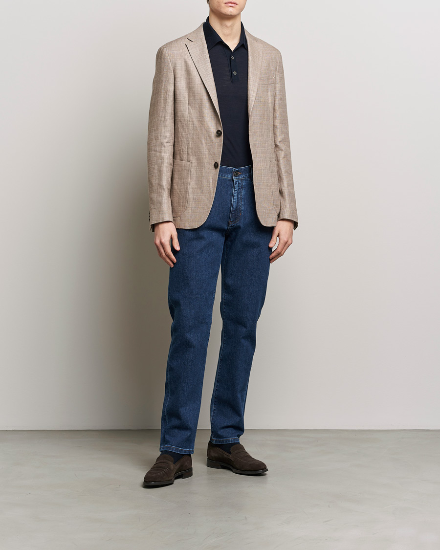 Herre | Dressjakker | Zegna | Unconstructed Linen Blend Blazer Brown