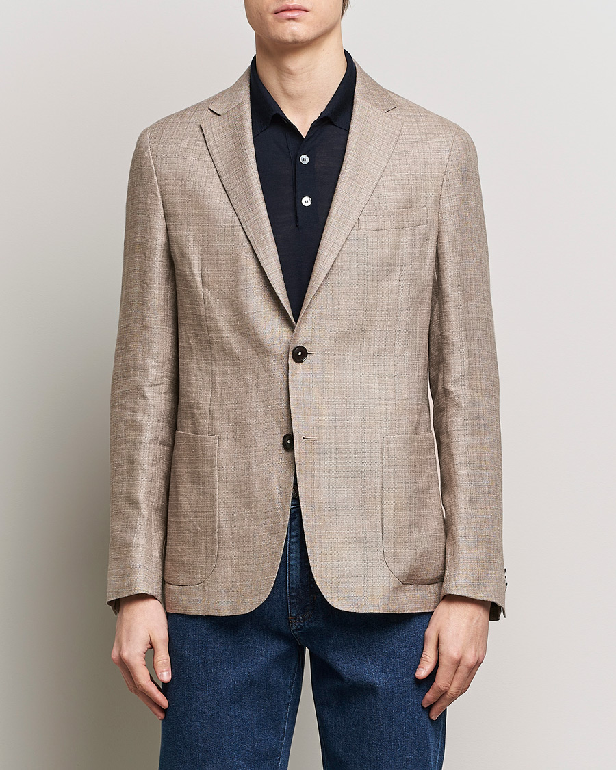 Herre | Italian Department | Zegna | Unconstructed Linen Blend Blazer Brown