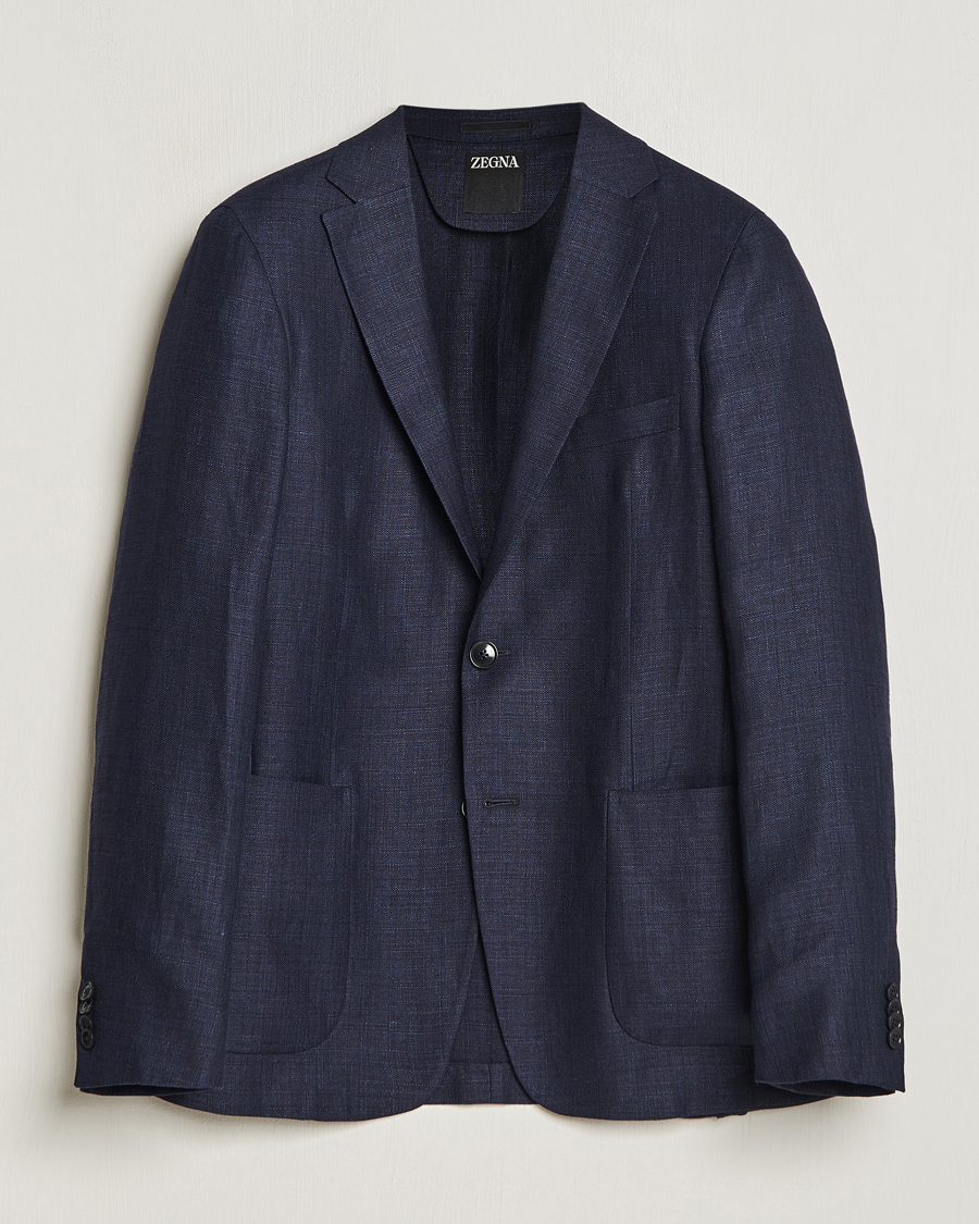 Herre | Dressjakker | Zegna | Unconstructed Linen Blend Blazer Navy