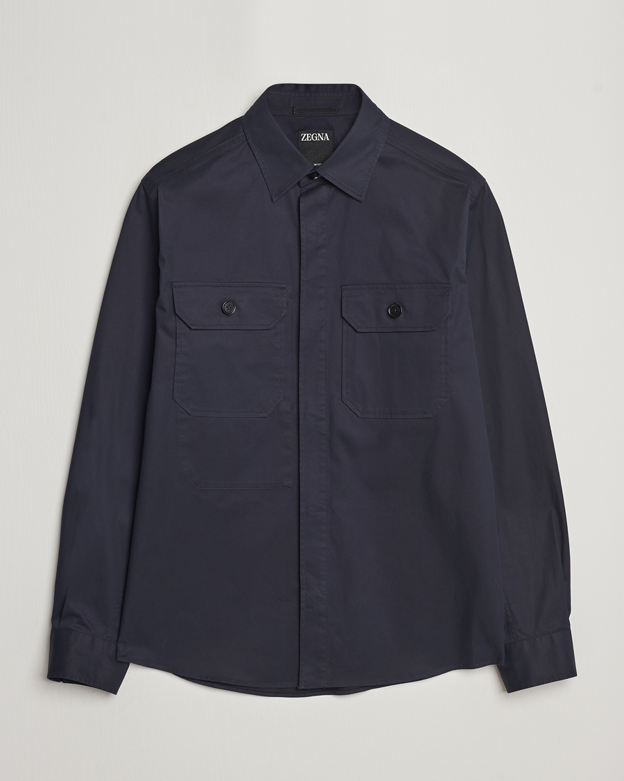 Herre | Skjorter | Zegna | Premium Cotton Overshirt Navy