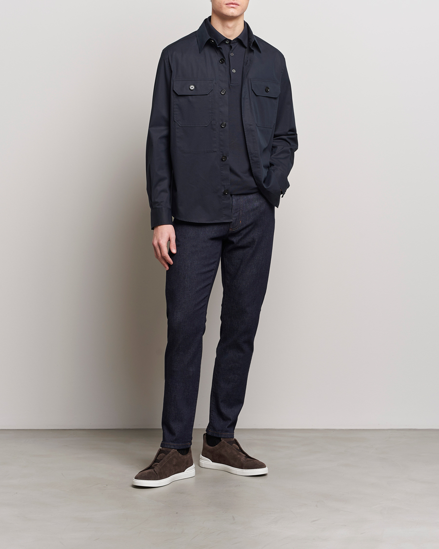 Herre | Skjorter | Zegna | Premium Cotton Overshirt Navy