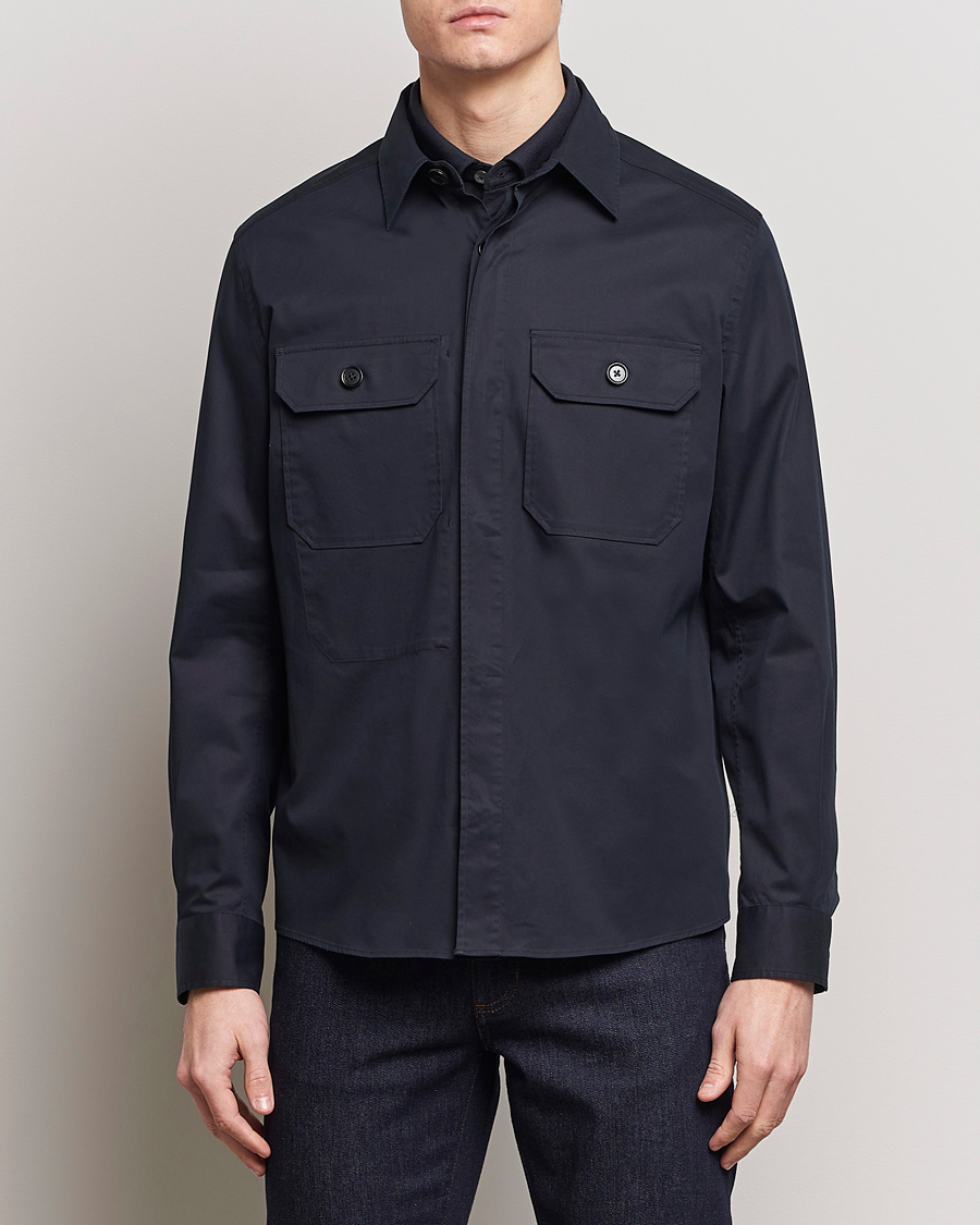 Herre | Skjorter | Zegna | Premium Cotton Overshirt Navy