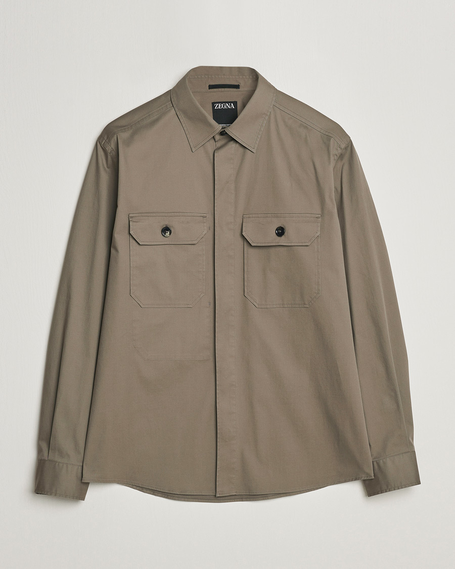 Herre | Skjorter | Zegna | Premium Cotton Overshirt Olive
