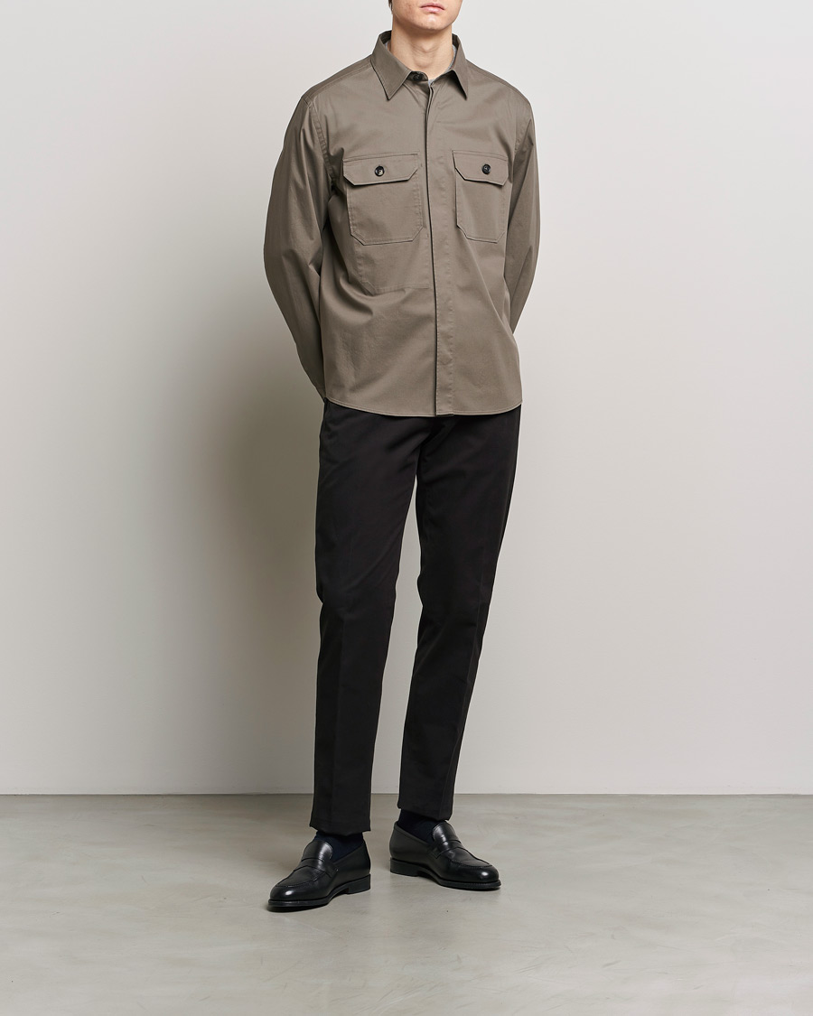 Herre | Skjorter | Zegna | Premium Cotton Overshirt Olive