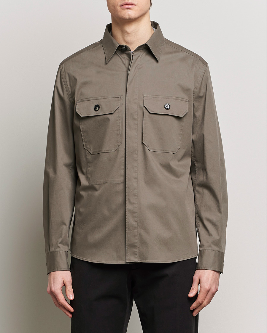 Herre | Italian Department | Zegna | Premium Cotton Overshirt Olive