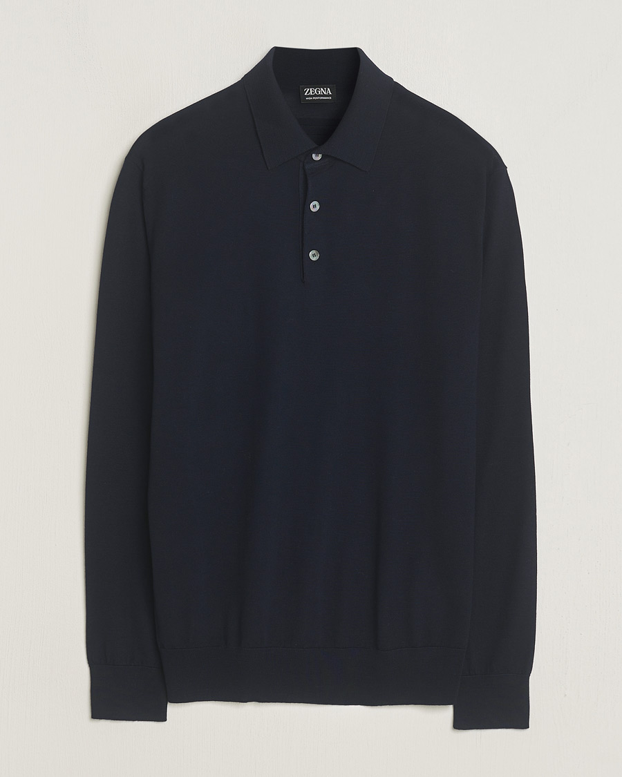 Herre | Gensere | Zegna | High Performance Wool Polo Navy