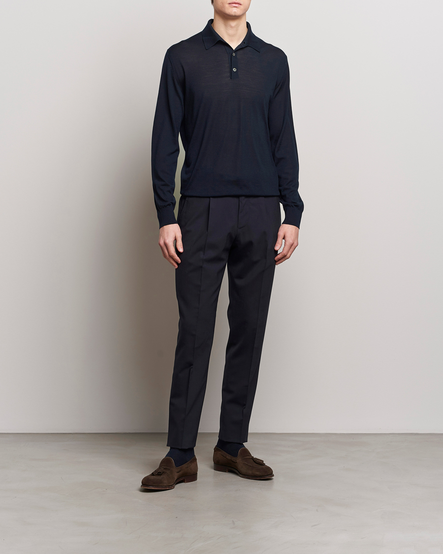 Herre | Gensere | Zegna | High Performance Wool Polo Navy