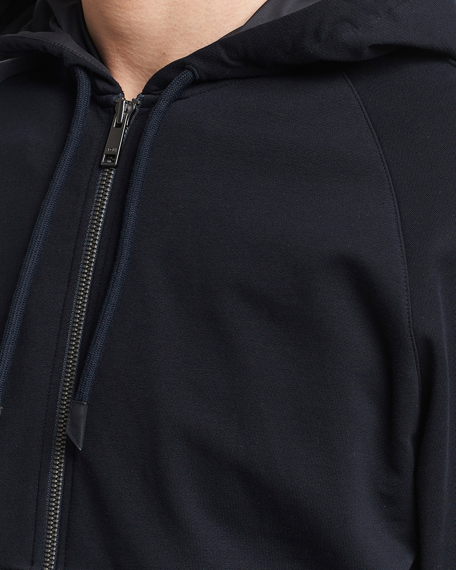 Herre | Gensere | Zegna | Cotton Stretch Zip Hoodie Navy