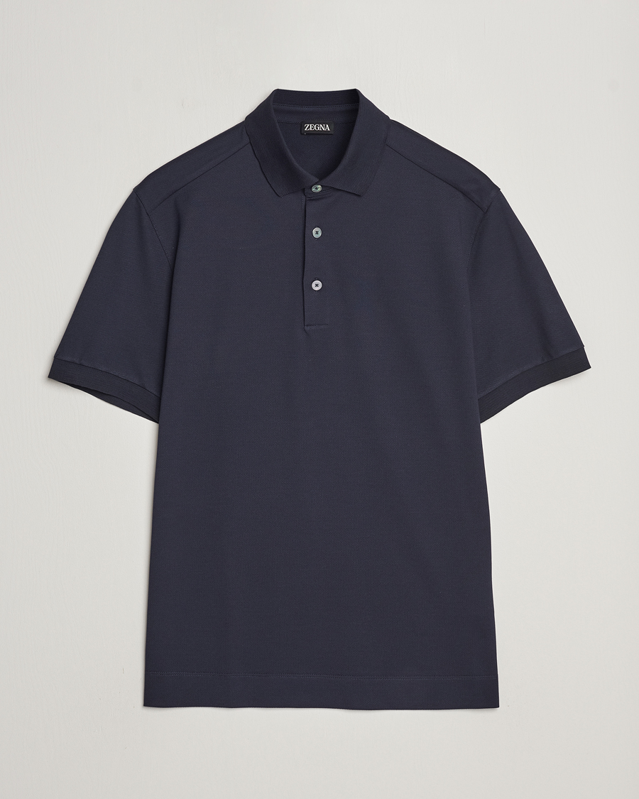 Herre | Pikéer | Zegna | Cotton/Silk Polo Navy