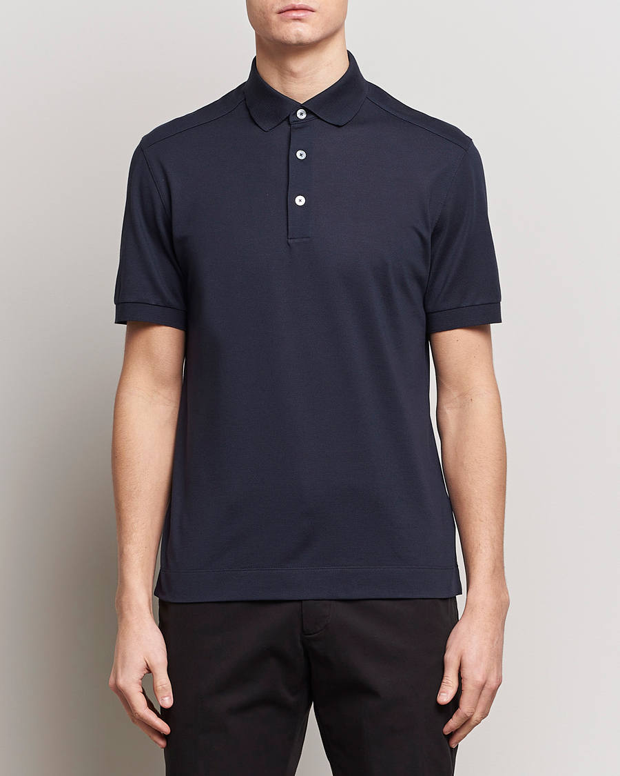 Herre | Pikéer | Zegna | Cotton/Silk Polo Navy