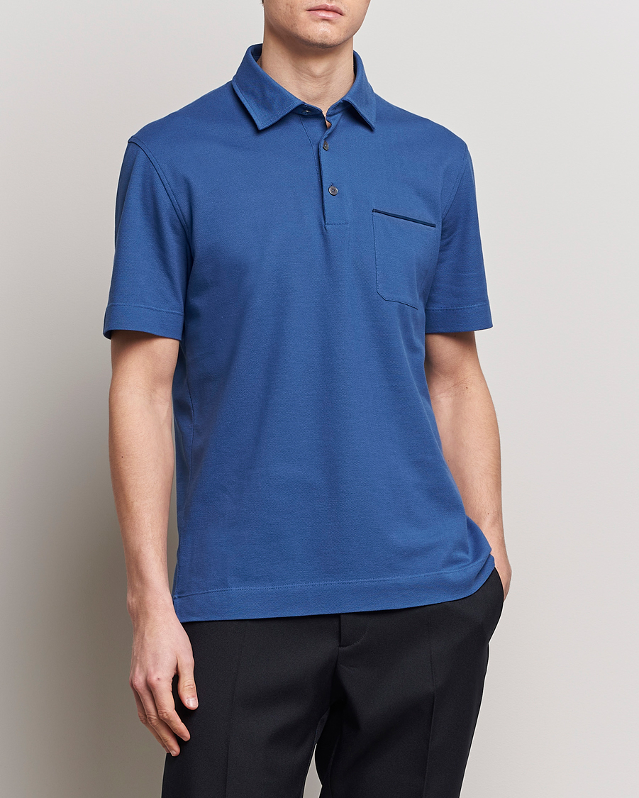 Herre | Klær | Zegna | Short Sleeve Pocket Polo Blue