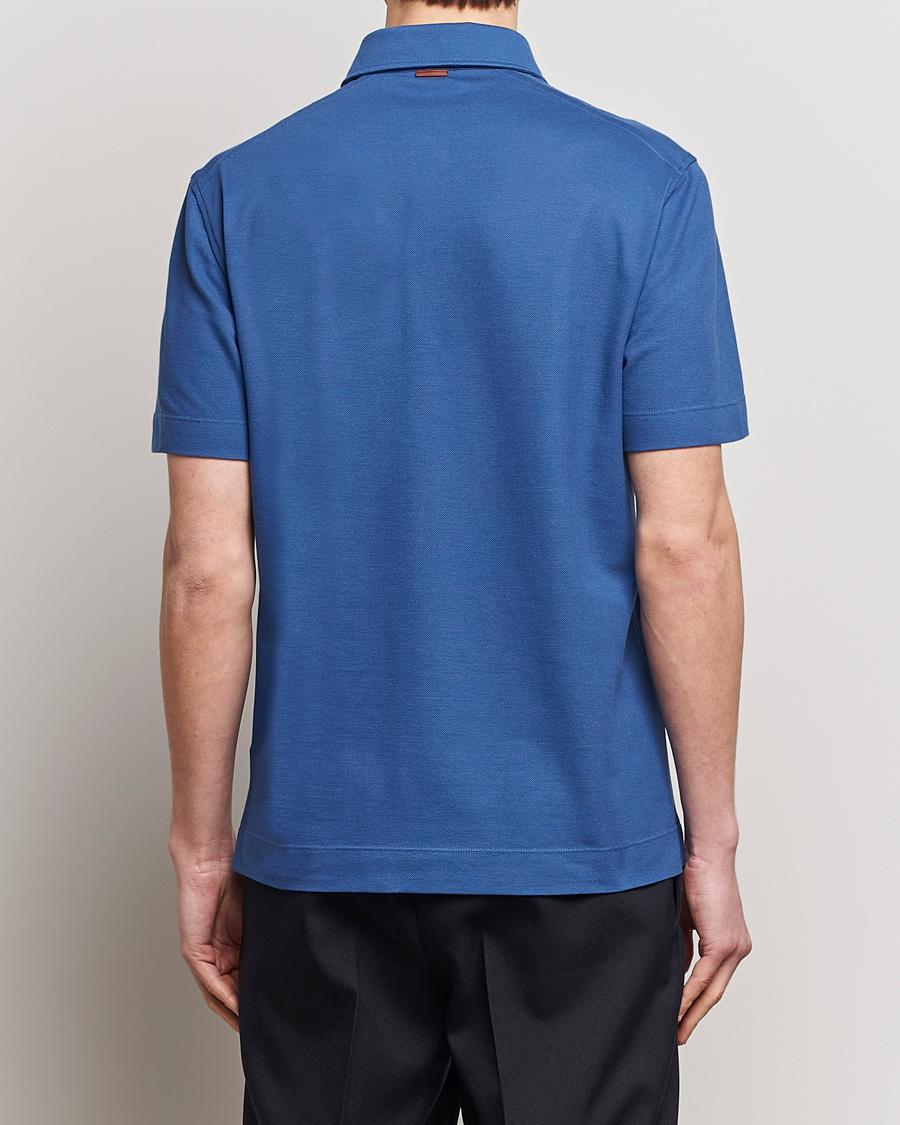 Herre | Pikéer | Zegna | Short Sleeve Pocket Polo Blue