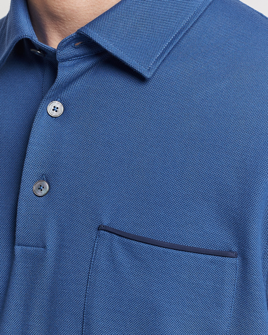 Herre | Pikéer | Zegna | Short Sleeve Pocket Polo Blue