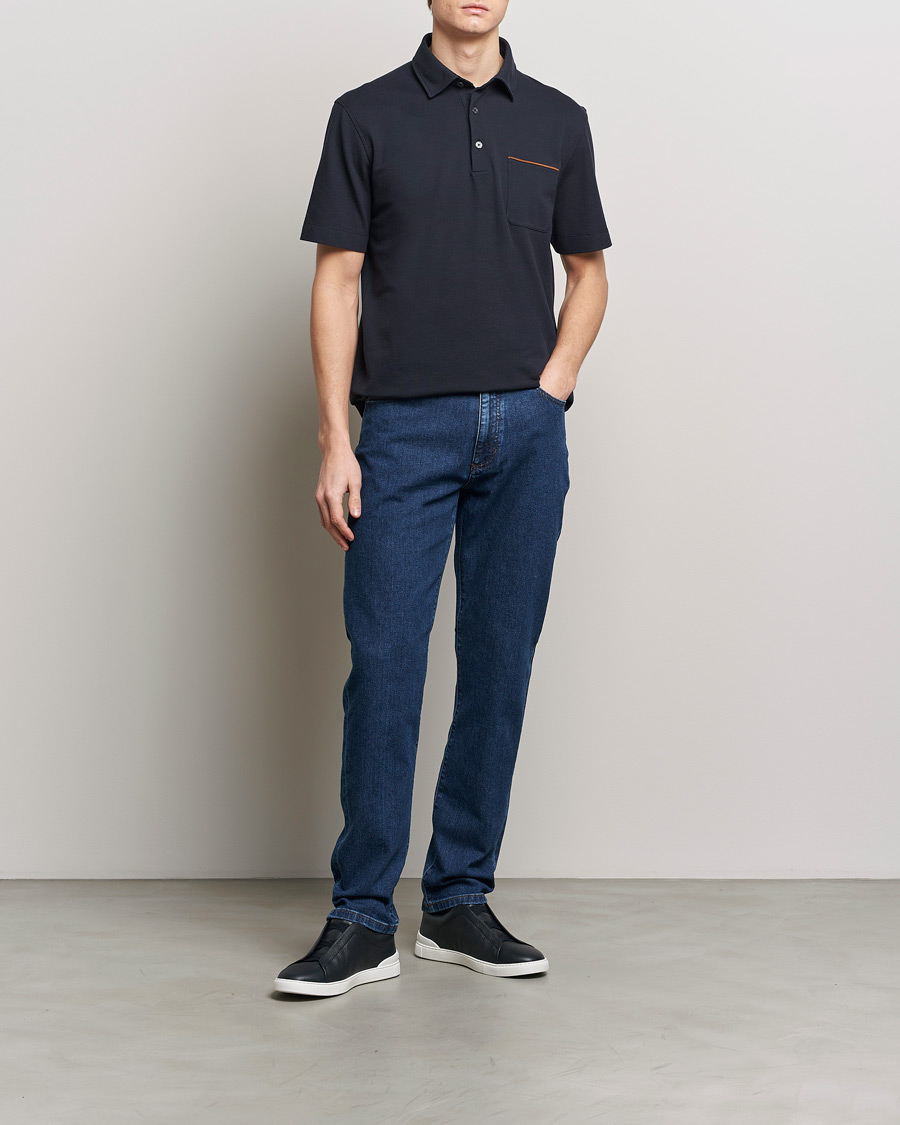 Herre | Pikéer | Zegna | Short Sleeve Pocket Polo Navy