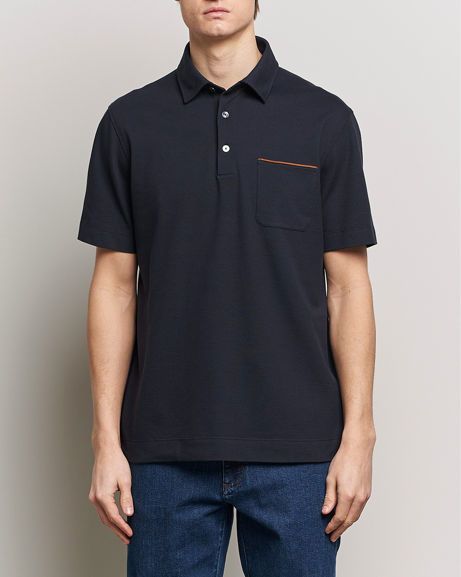 Herre | Kortermet piké | Zegna | Short Sleeve Pocket Polo Navy