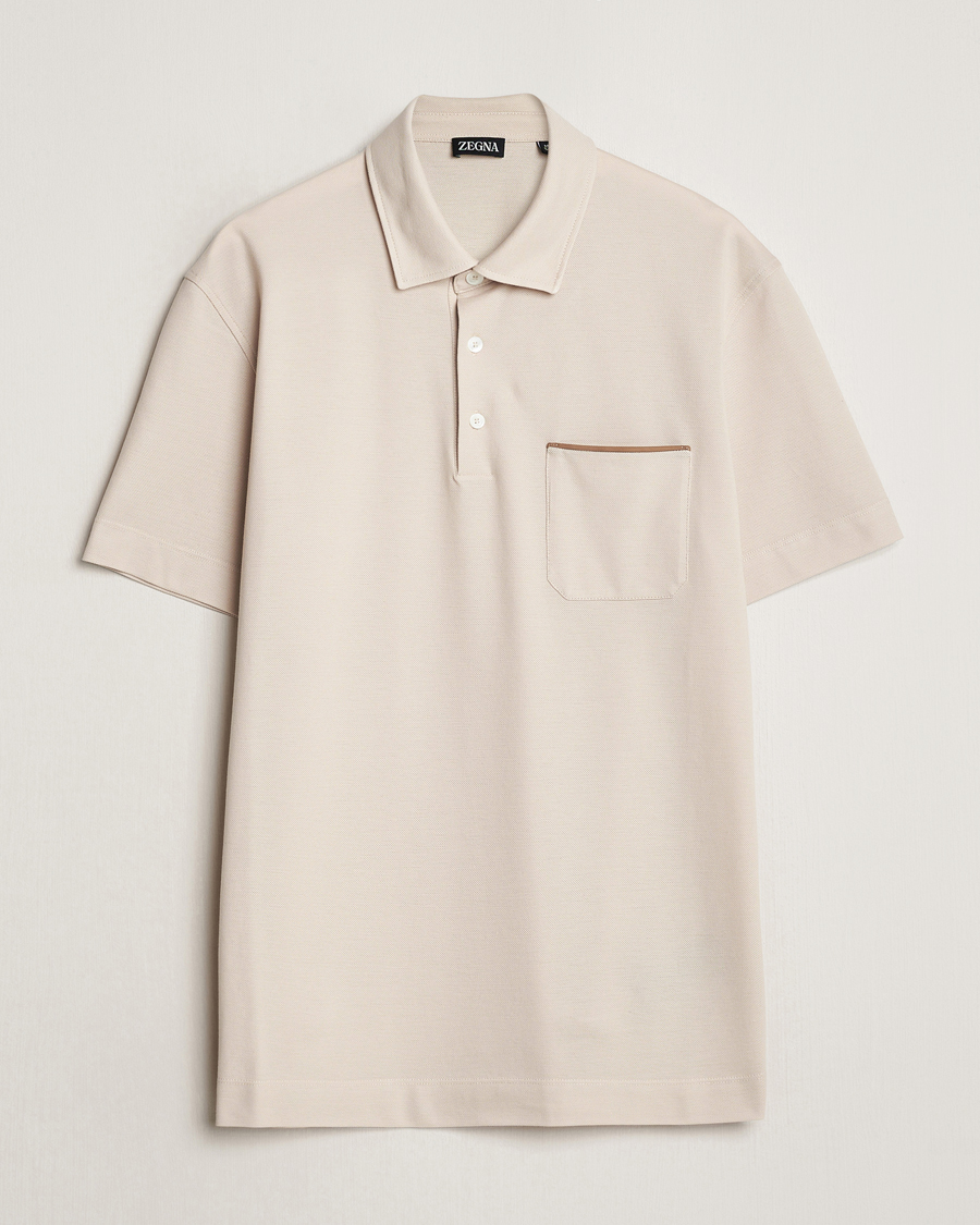 Herre | Pikéer | Zegna | Short Sleeve Pocket Polo Beige