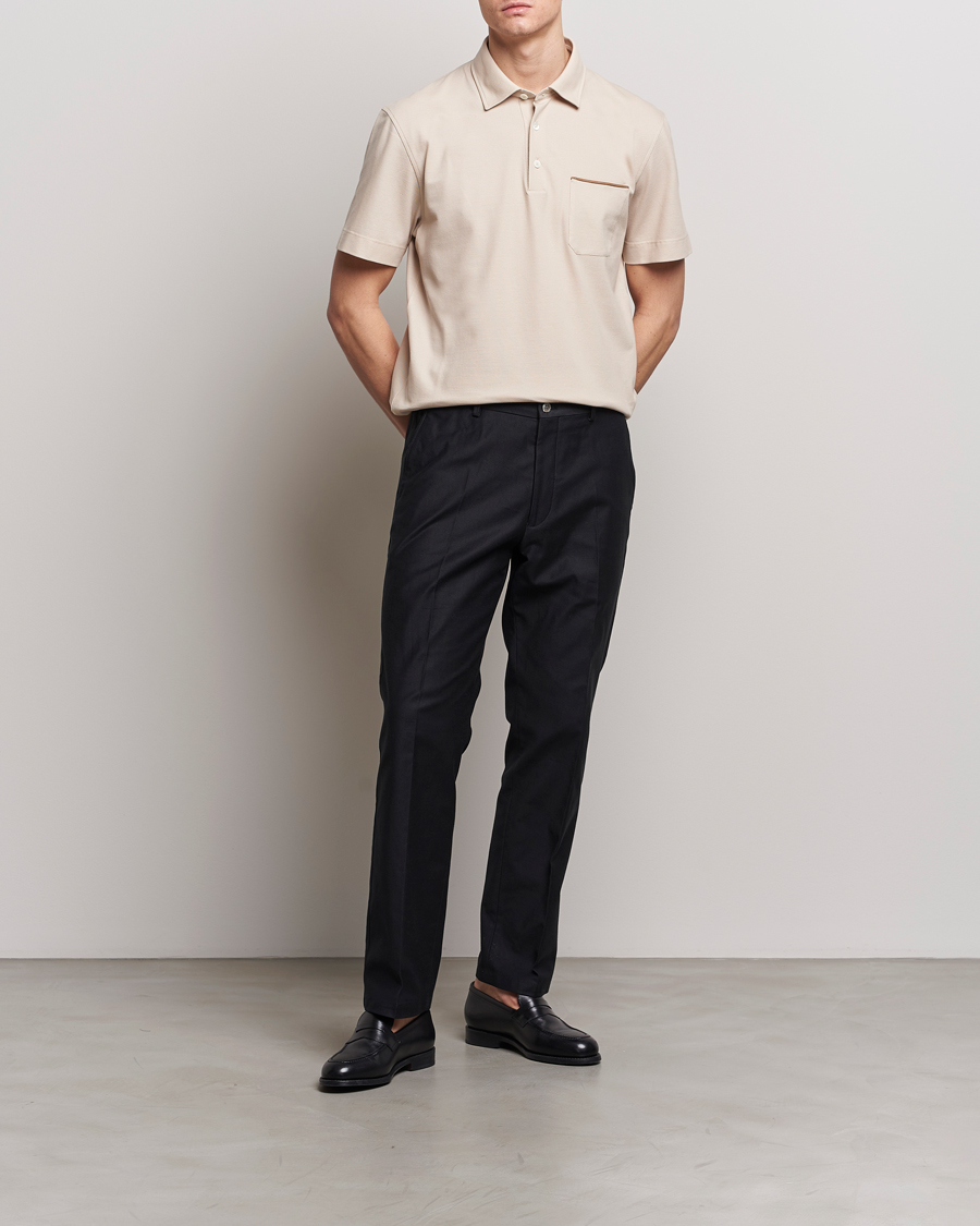 Herre | Pikéer | Zegna | Short Sleeve Pocket Polo Beige