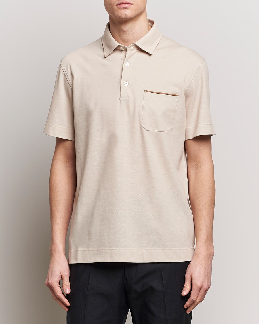 Men | Zegna | Zegna | Short Sleeve Pocket Polo Beige