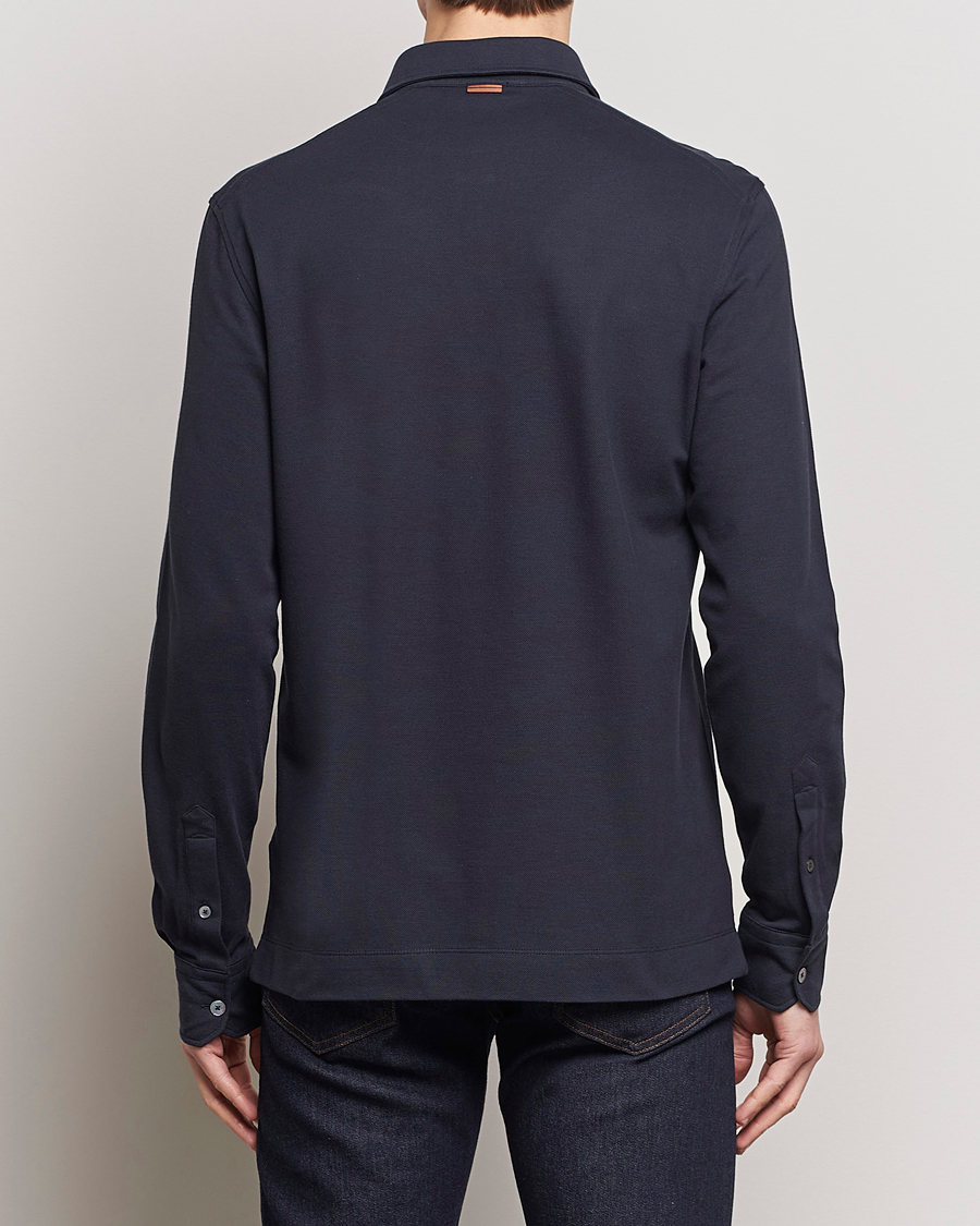 Herre | Gensere | Zegna | Long Sleeve Pocket Polo Navy