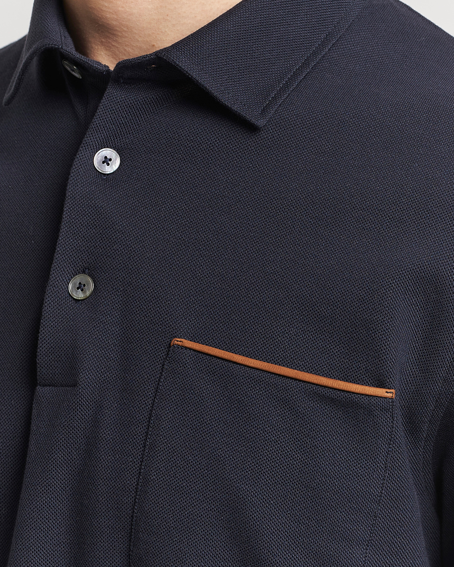 Herre | Gensere | Zegna | Long Sleeve Pocket Polo Navy