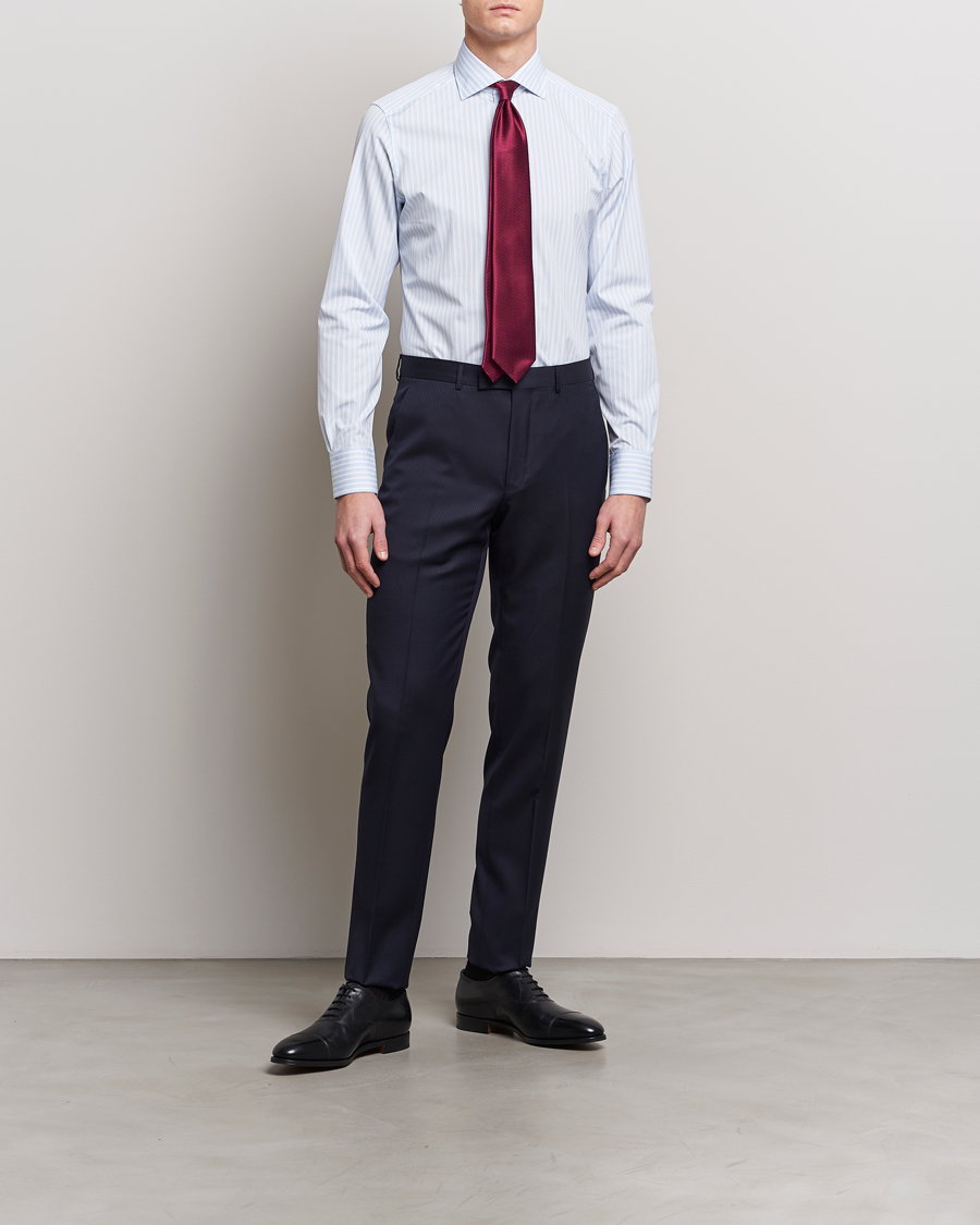 Herre | Businesskjorter | Zegna | Slim Fit Dress Shirt Light Blue Stripe