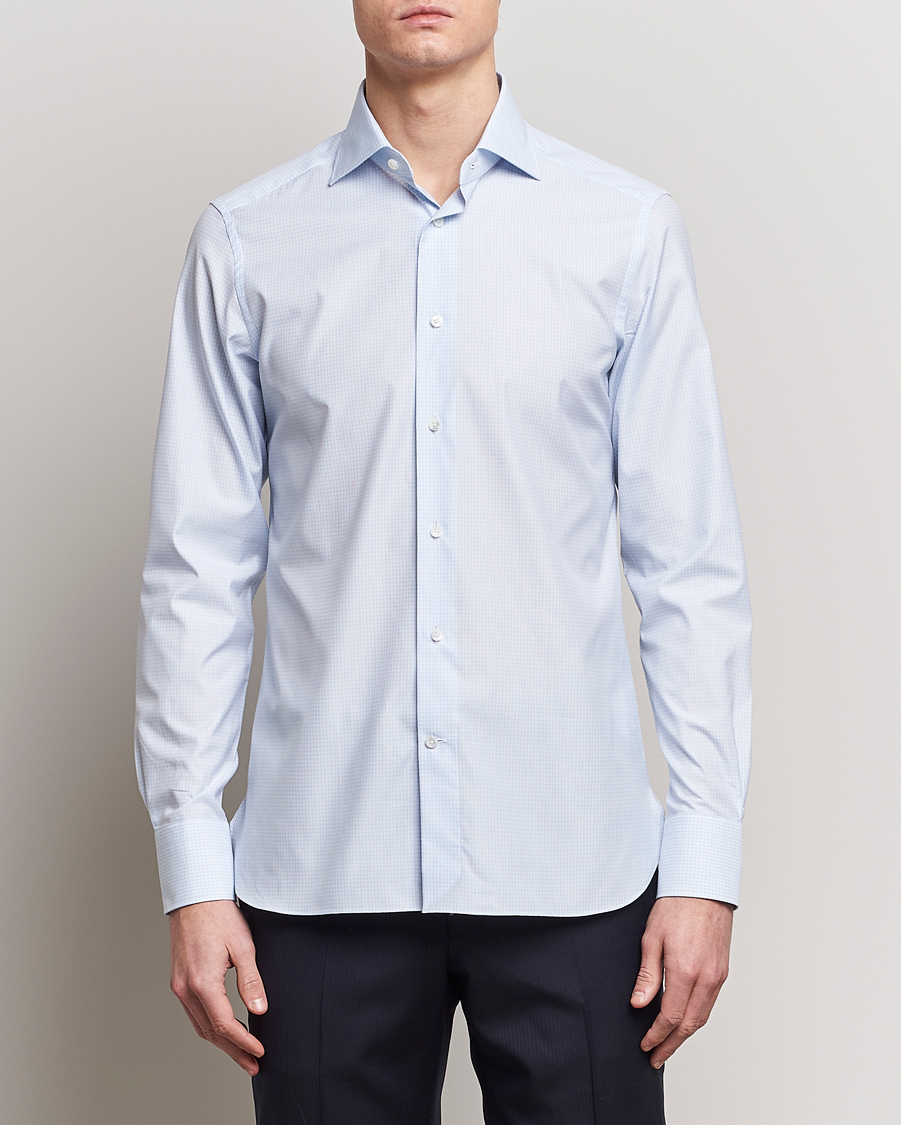 Herre |  | Zegna | Slim Fit Dress Shirt Light Blue Check