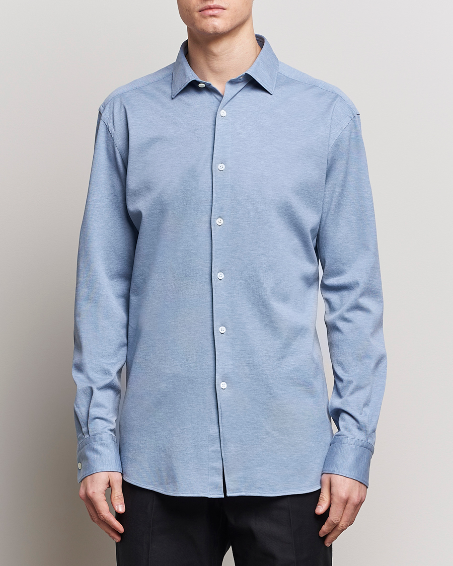 Herre | Avdelinger | Zegna | Slim Fit Jersey Piquet Shirt Light Blue