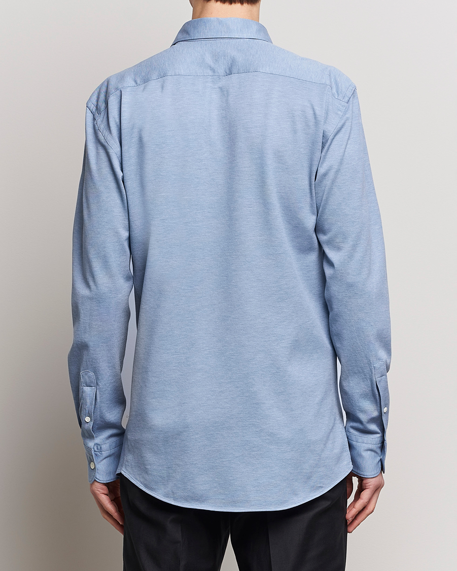 Herre | Skjorter | Zegna | Slim Fit Jersey Piquet Shirt Light Blue