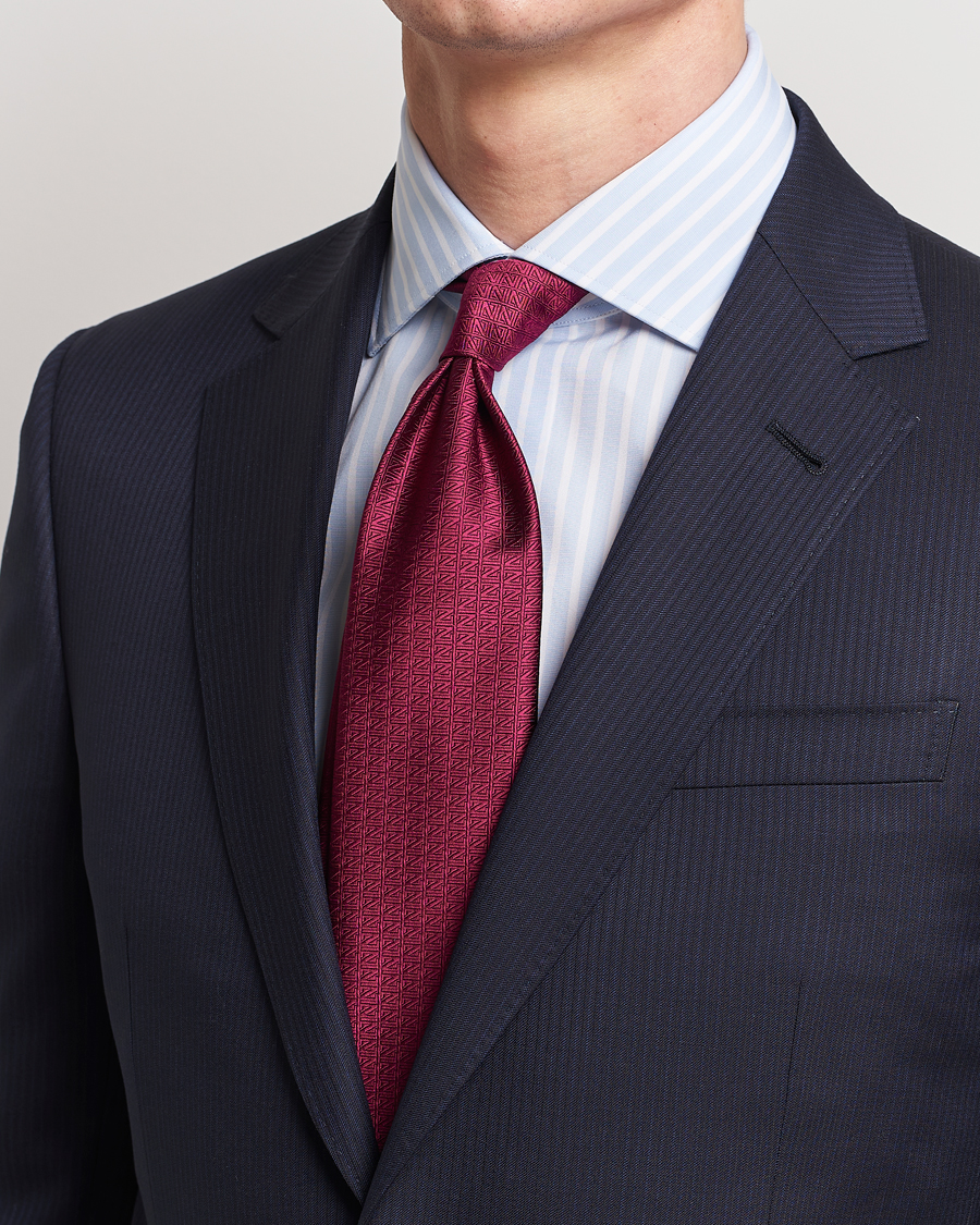 Herre | Zegna Monogram Silk Tie Burgundy | Zegna | Monogram Silk Tie Burgundy