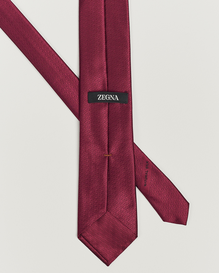 Herre | Zegna Monogram Silk Tie Burgundy | Zegna | Monogram Silk Tie Burgundy