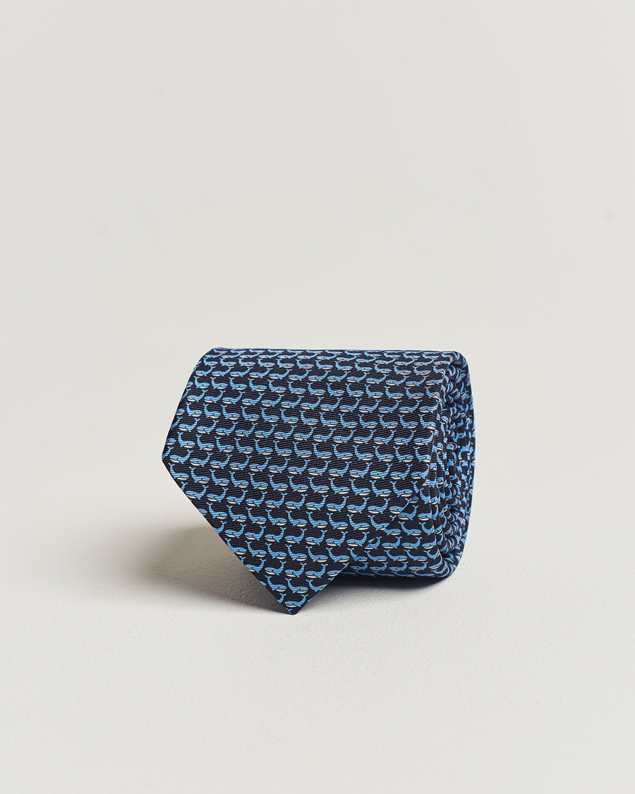 Herre | Zegna Animal Print Silk Tie Navy | Zegna | Animal Print Silk Tie Navy