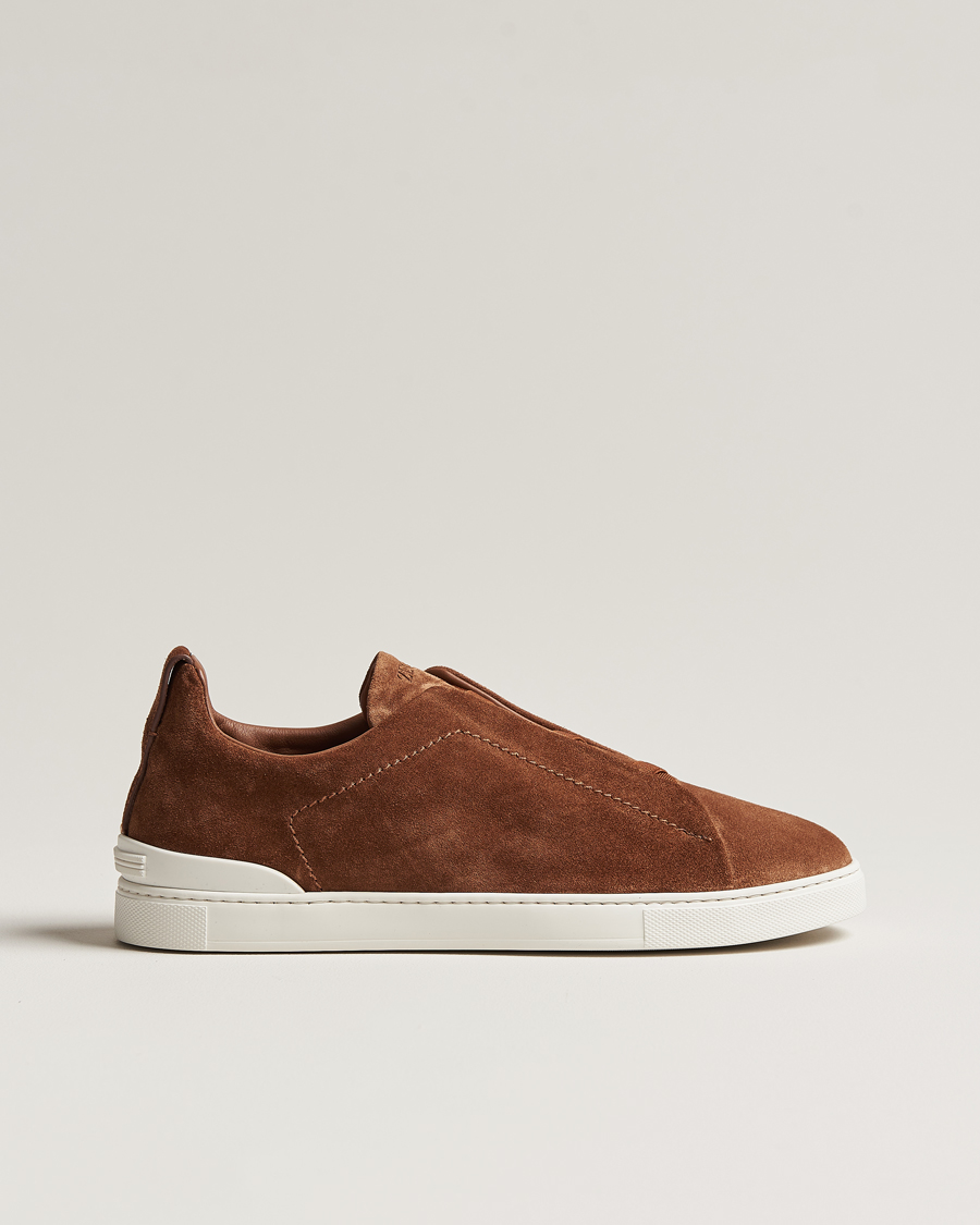 Herre | Zegna Triple Stitch Sneakers Brown Suede | Zegna | Triple Stitch Sneakers Brown Suede