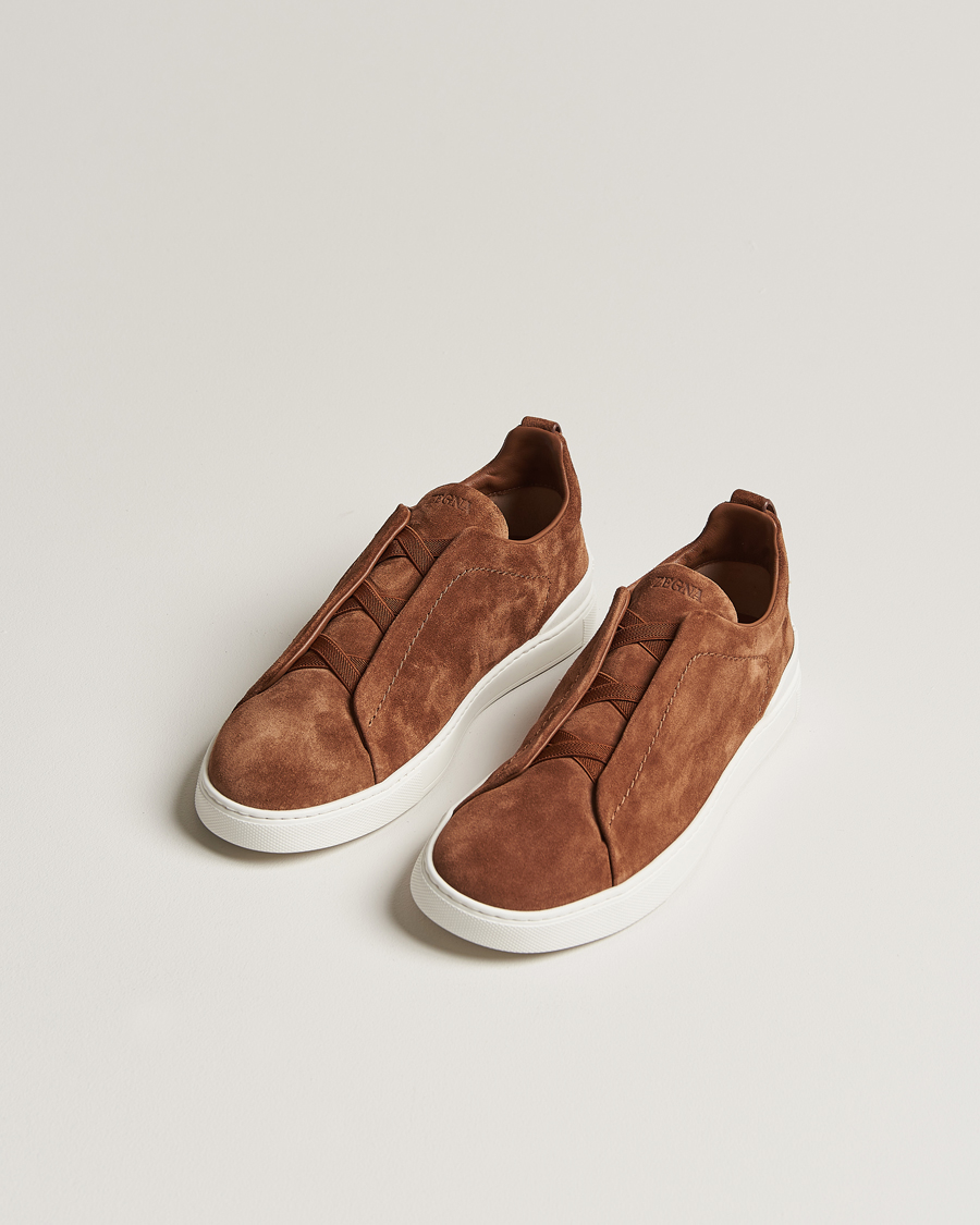 Herre | Sko i mokka | Zegna | Triple Stitch Sneakers Brown Suede